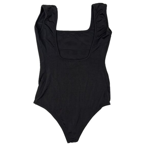 MUGLER Designer Bodysuit Logo Monogram Black Silver Luxury sz XS (?) - Picture 4 of 6